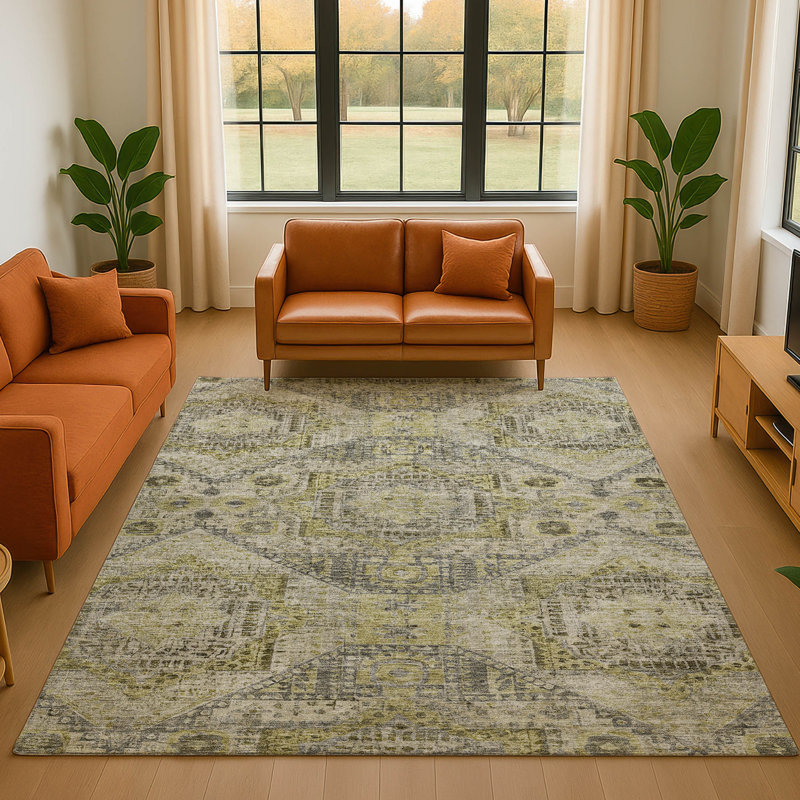 Premium Machine Washable Alaina AMF1929 Global Rug, Rectangle 10' x 14'