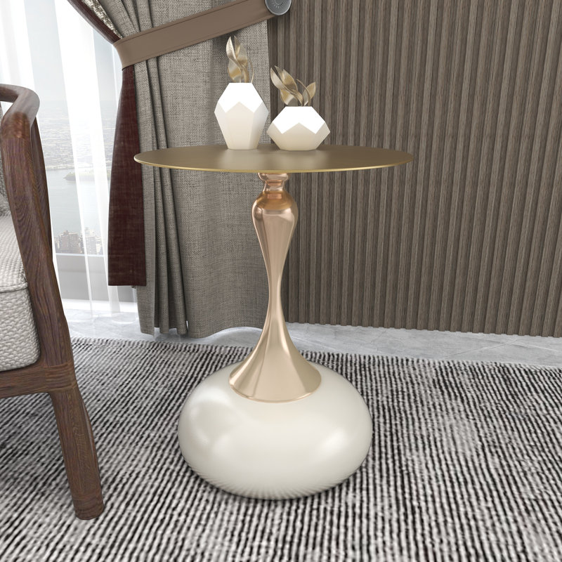 Table d'appoint en acier inoxydable Kalup, Blanc/Ivoire