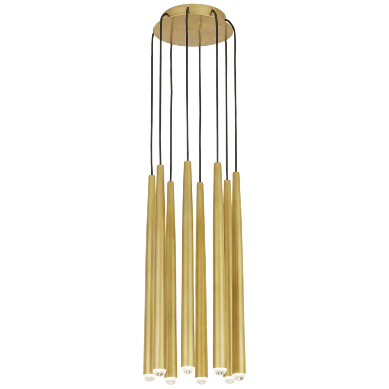 Pylon 8 - Light LED Pendant, Natural Brass
