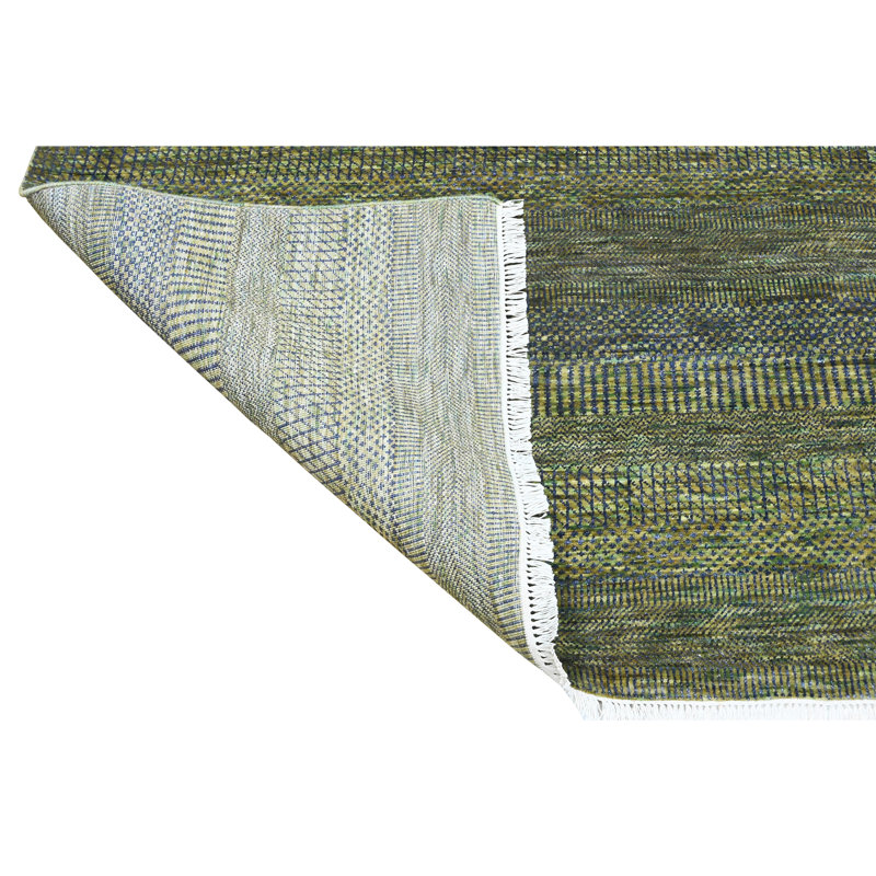 Hand Knotted Area Rug in Green/Blue