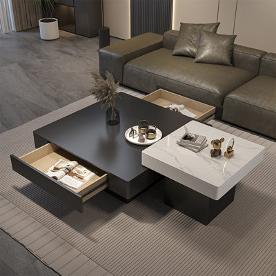 Italian light luxury square stone coffee table