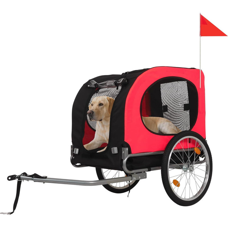 Remorque pour chien pour chiens de taille moyenne - convertible en poussette de jogging, capacité de 88 lb, conception imperméable et ventilée avec drapeau de sécurité, attelage universel pour vélos de 20 à 29 po