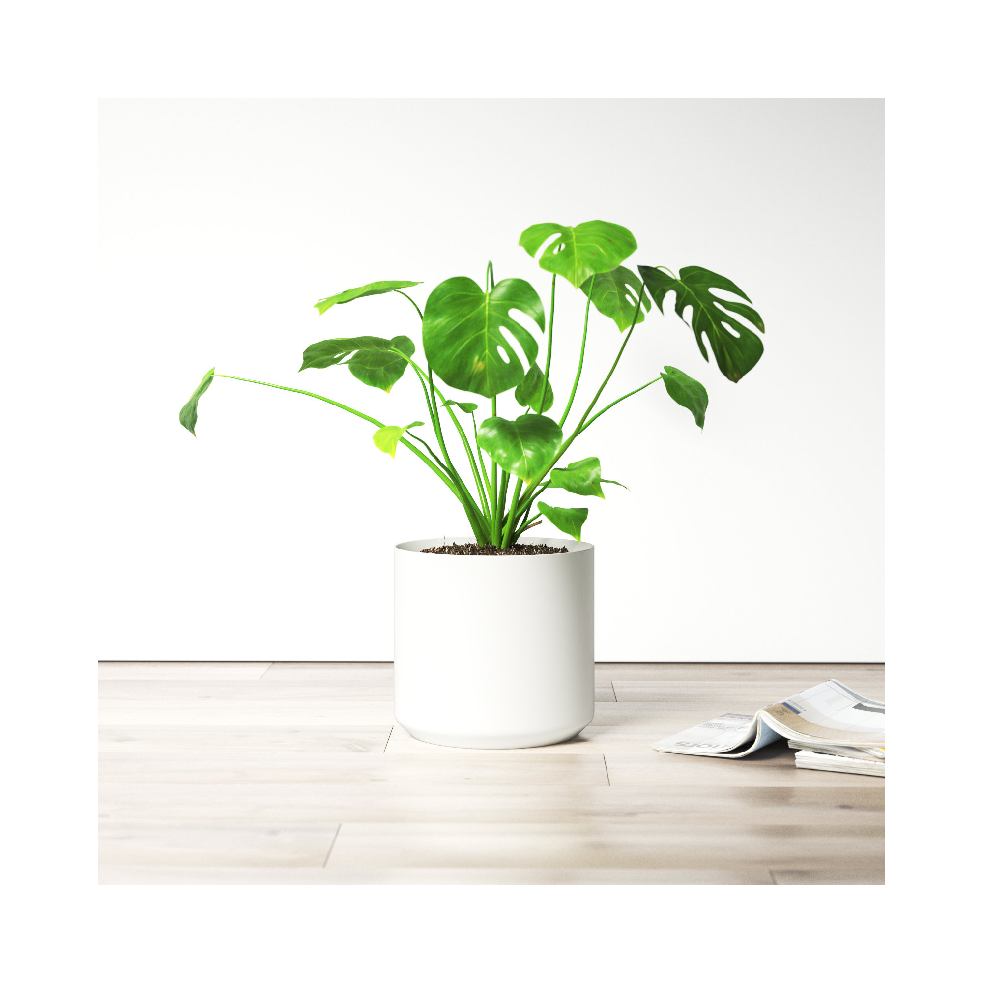 Parsons Handmade Ceramic Pot Planter, White, 10" H x 10.75" W x 10.75" D