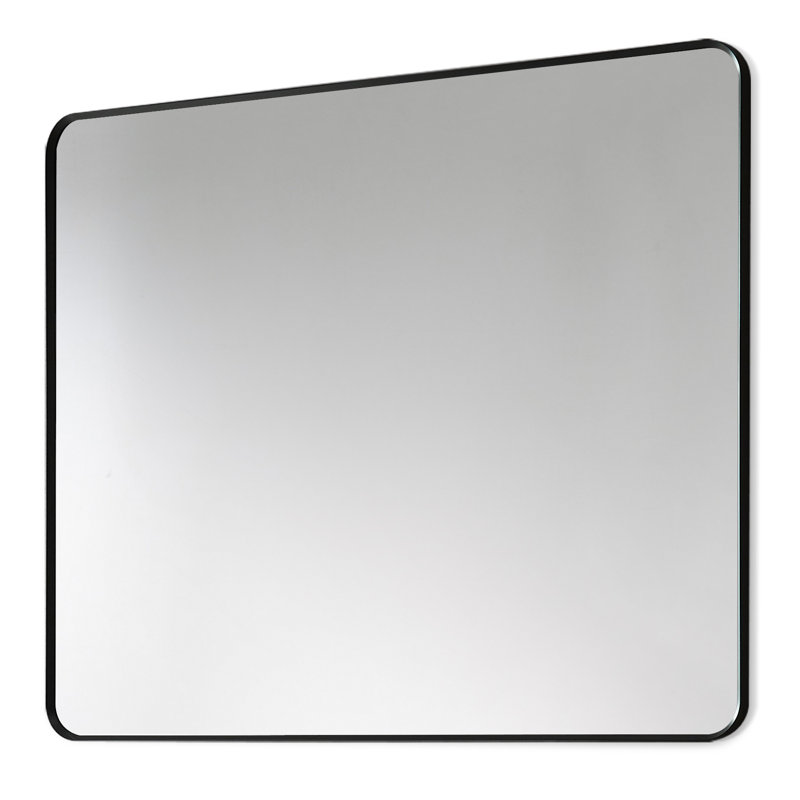 Metal Flat Wall Mirror, Matt Black, 30" H x 36" W