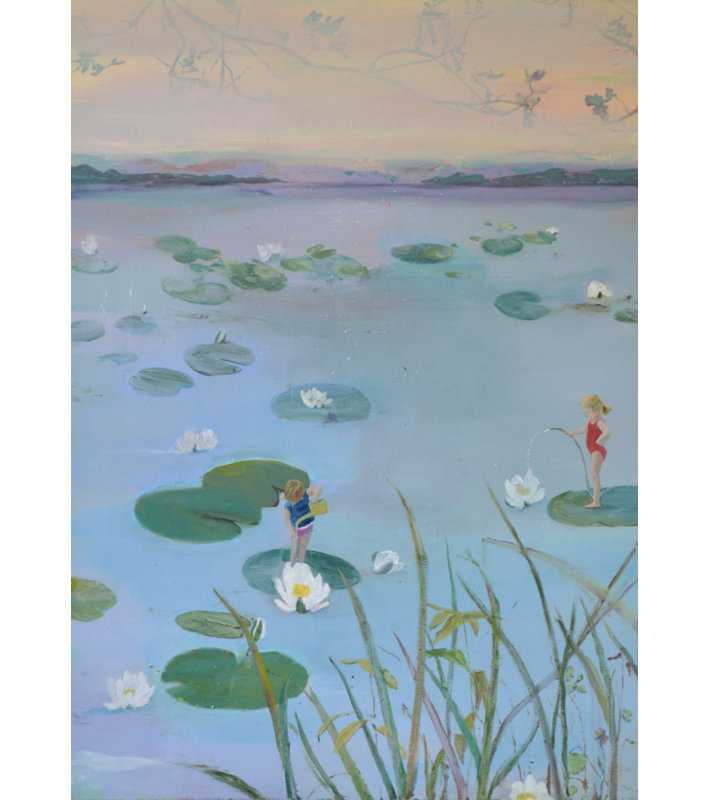 Dreamy Lily Pad Girls by Other Artist, 16 × 24, Framed Canvas, Tan