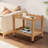 Solid Rubberwood Rolling Side Table