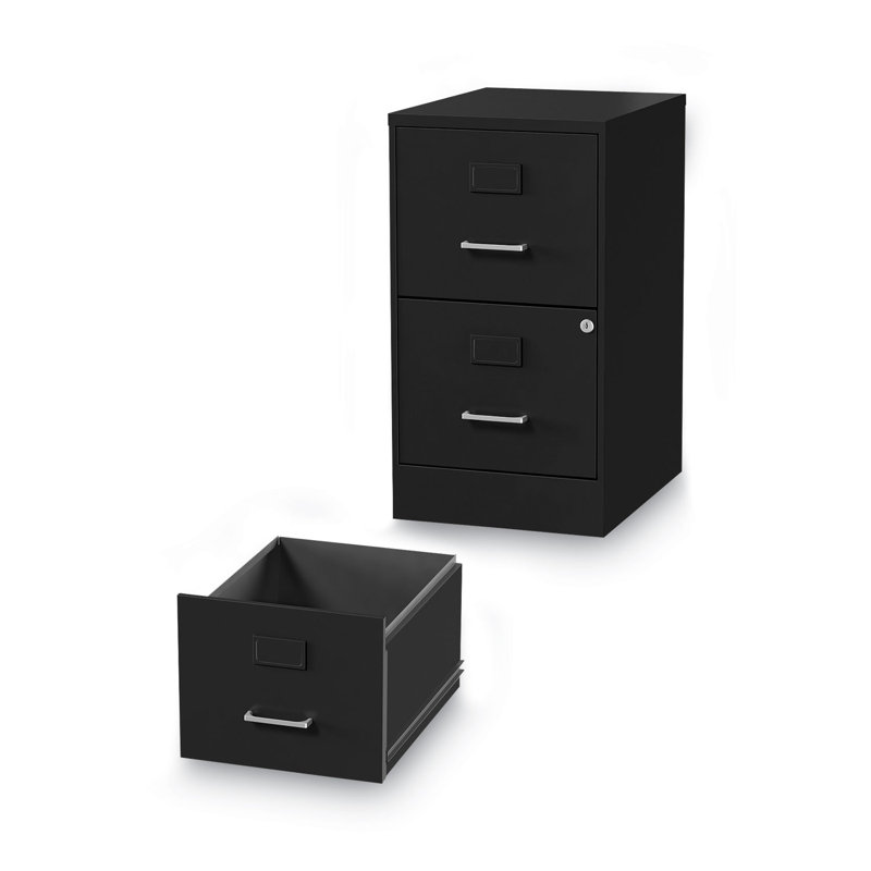 Black 2-Drawer Lockable Vertical Steel File Cabinet