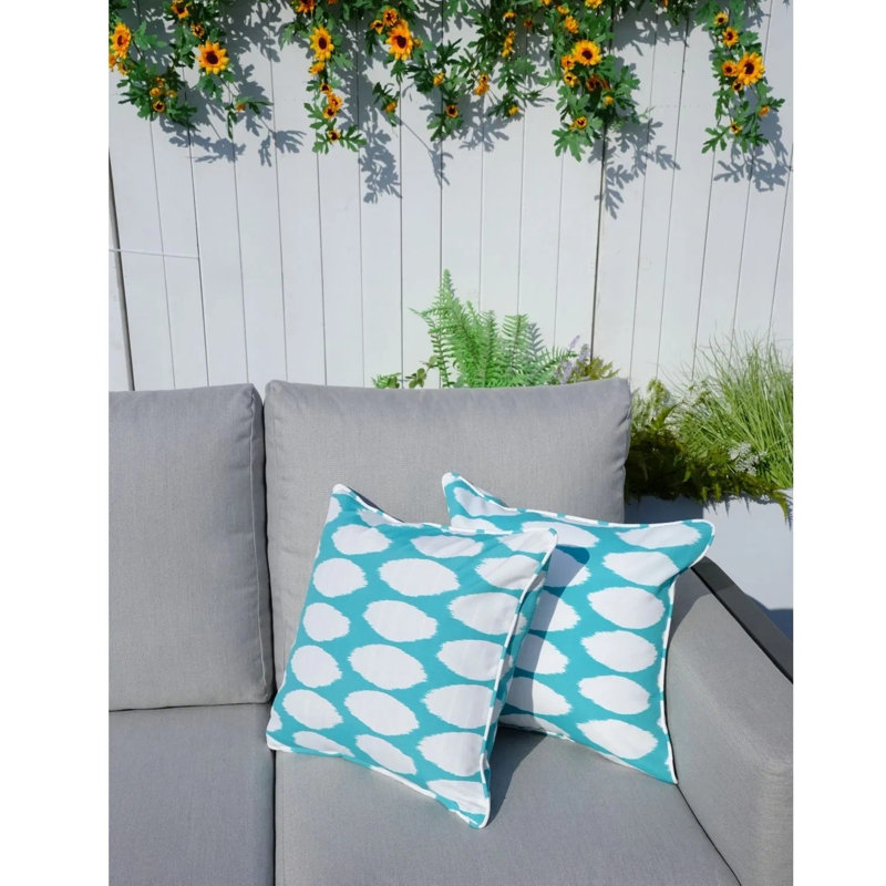 Ensemble de 2 coussins carrés à pois, coussins décoratifs d'intérieur et d'extérieur pour canapé, mobilier de patio et sièges de chambre à coucher