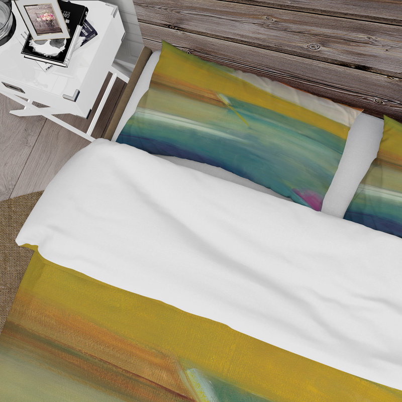 Water Impression of Indigo And Green - Ensemble de housse de couette moderne et contemporain - Microfibre de polyester