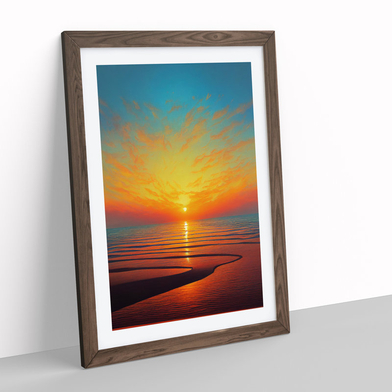 Enlightening Sunset - Single Picture Frame Print, 64cm H x 46cm W, Walnut