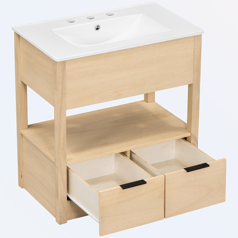 Rangement pour salle de bain Laroque, Naturel