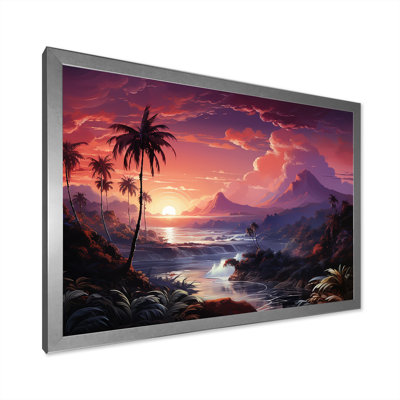 «Abstract Hawaii Palm Tree Sunset I», reproduction sur toile