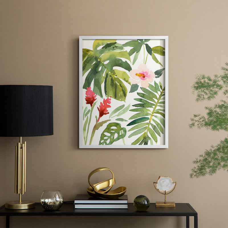 Tropical Farrago I, reproduction encadrée - bois massif, H 15 po x l 12 po, Blanc