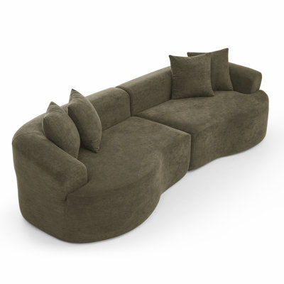 Modern Chenille Sectionals Sofa, Curved 4-seater, No Assembly