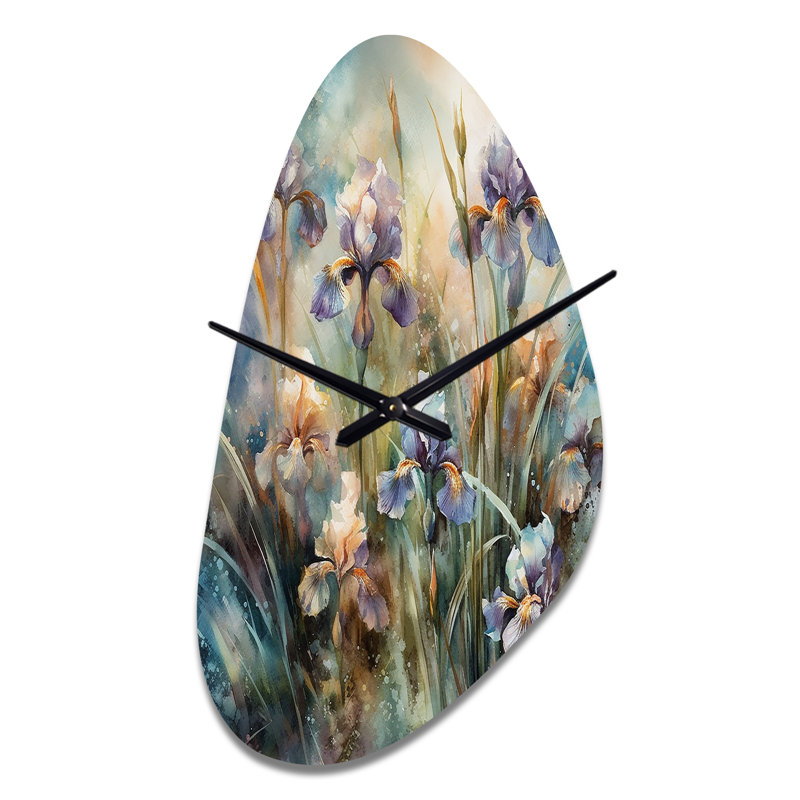 Horloge murale mauve, sauvage, sauvage, Iri S I - Irises, Médium