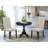 3 Piece Kitchen Table & Chairs Set Contains a Round Dining Room Table with Pedestal and 2 Doeskin Linen Fabric Upholstered Chairs, Wirebrushed Black-1559574851-1559574874