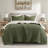 Luxurious Chenille Bedding Sets, Queen Size Waffle Knit, Cozy Olive Comforter