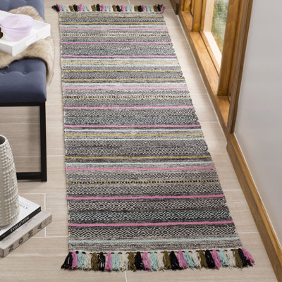 Tapis rayé en coton tissé à la main Montauk