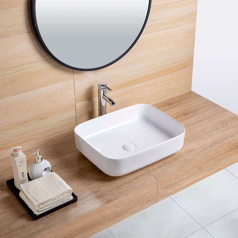 PENGFANG WORLDWIDE LLC 15.75'' White Ceramic Rectangular Bathroom Sink