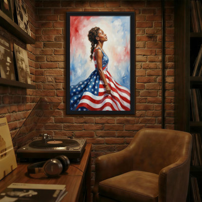Abstract American Flag Dress Woman Portrait
