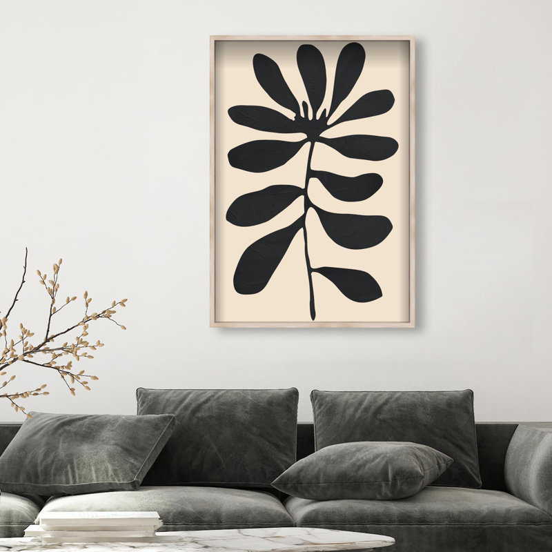 Oliver Gal Fronds of Nightfall III Abstract - Luxury Shadowbox Framed Wall Art, 47" H x 32" W, Cream