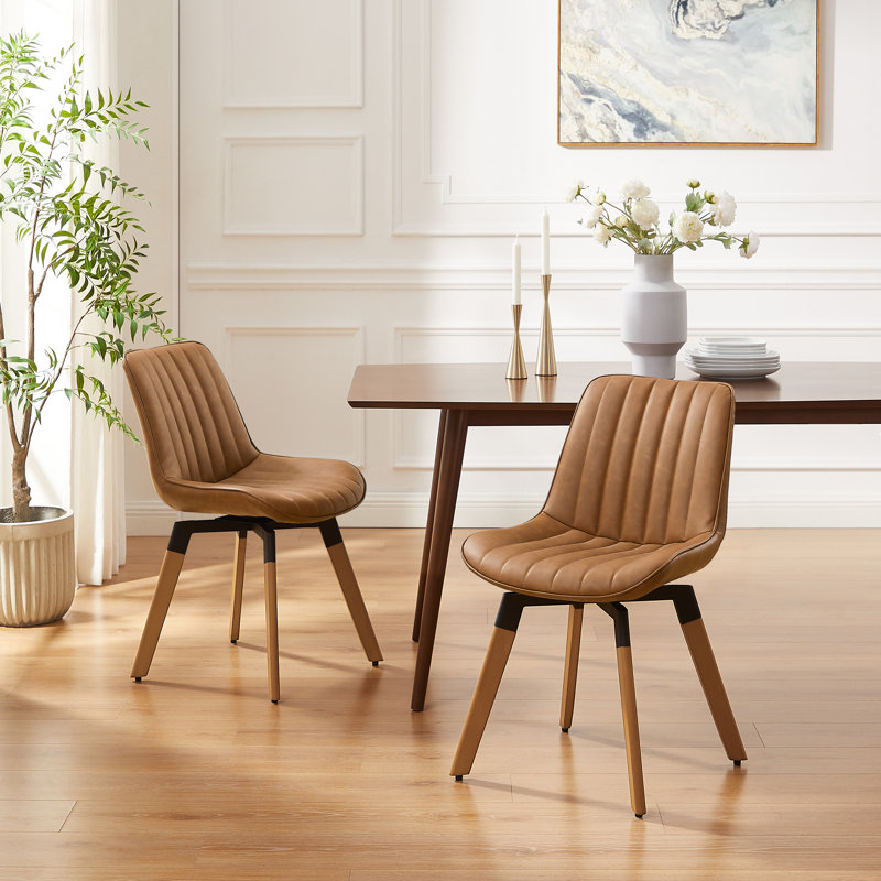 49cm H Tufted Upholstered Side Chair, Red Brown