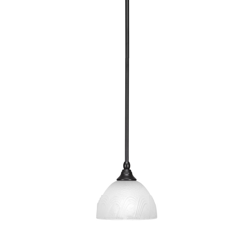 Mini-luminaire suspendu à tige, Noir mat, Blanc