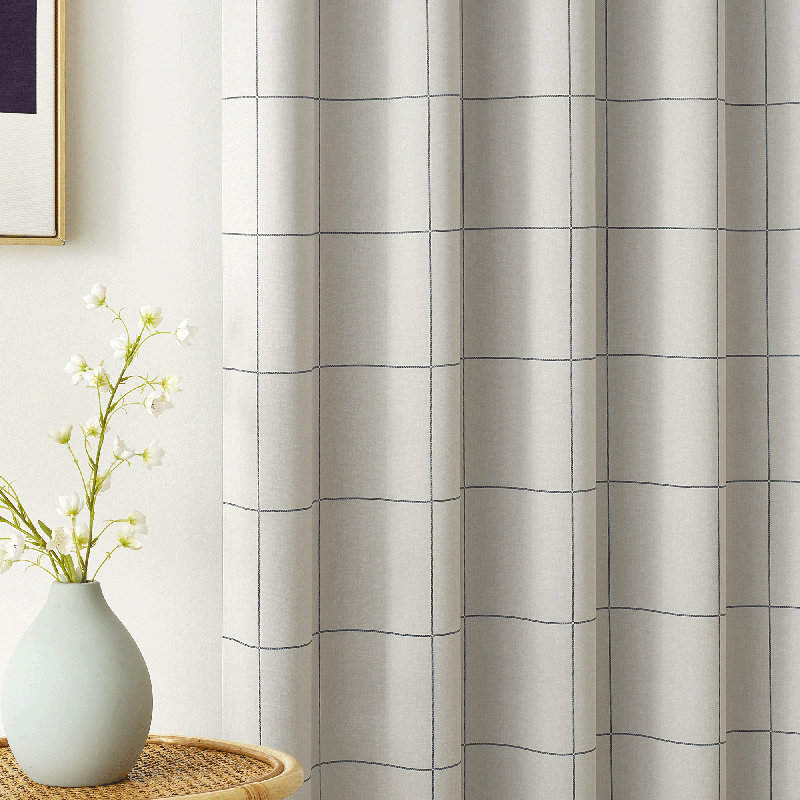  100% Blackout Plaid Curtains for Bedroom, Rod Pocket & Back Tab Brighton Windowpane Pattern Window Treatments for Living Room, 2 Panels