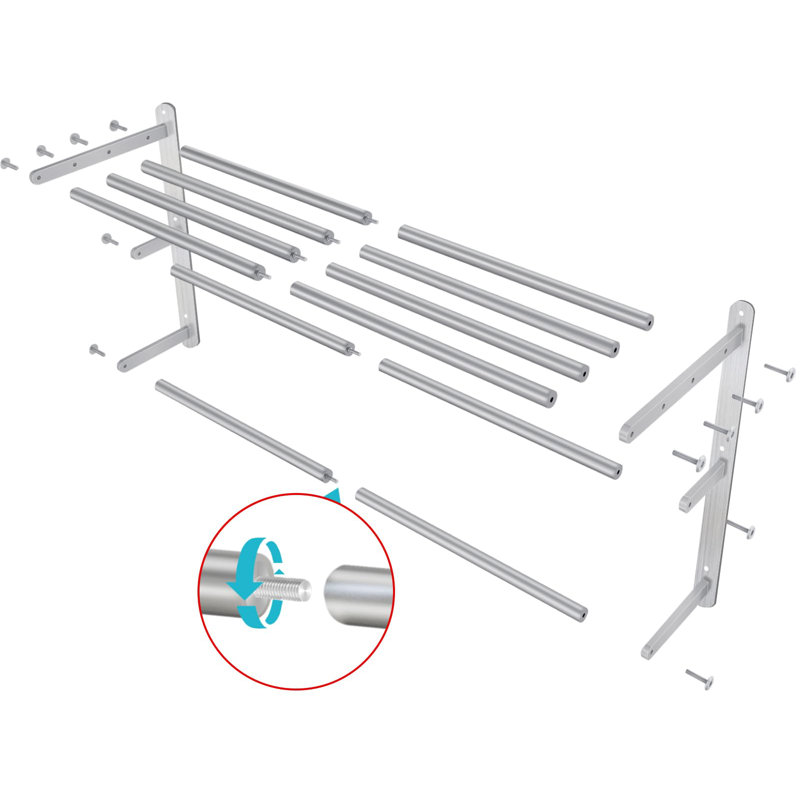 24" Brushed Nickel Steel Wall-Mounted 3-Tier Towel Rack