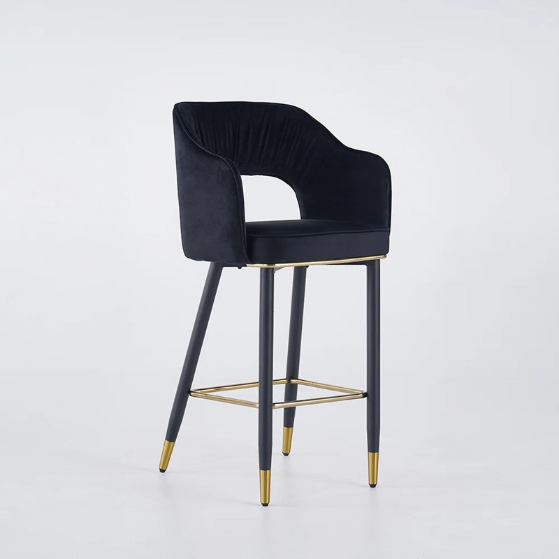 Tabourets de bar modernes en velours avec revêtement noir
