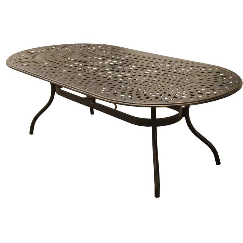 Shandi Oval Outdoor Dining Table Yes , 95 " W 47 " D, Bronze