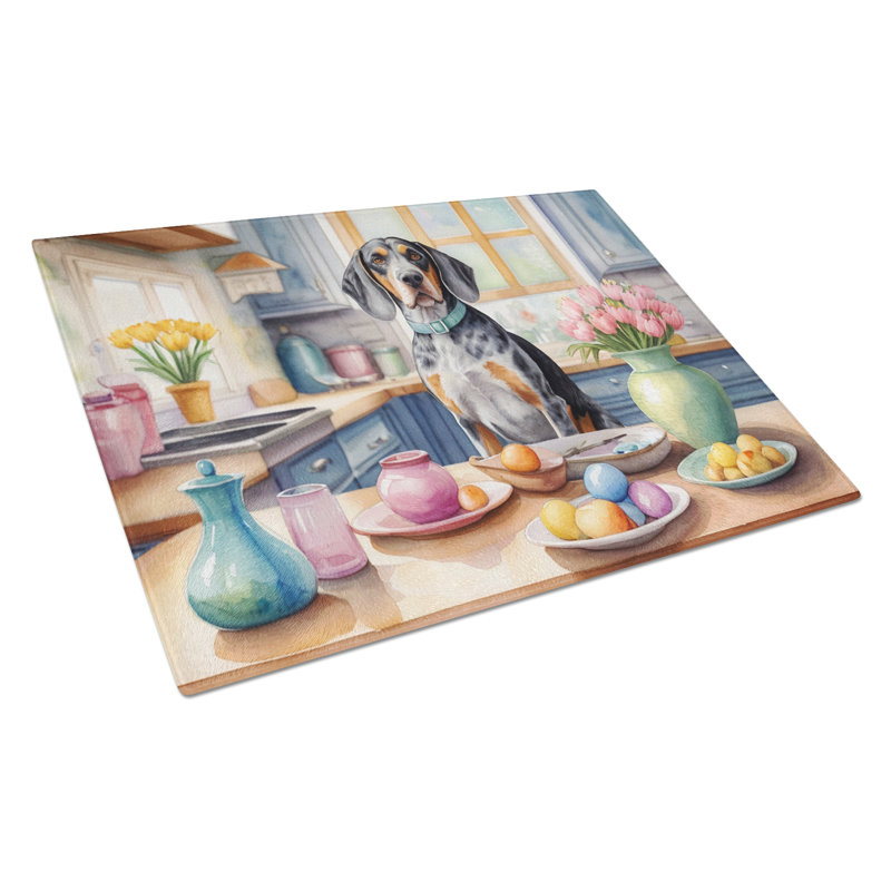 Decorating Easter Bluetick Coonhound Glass Cutting Board