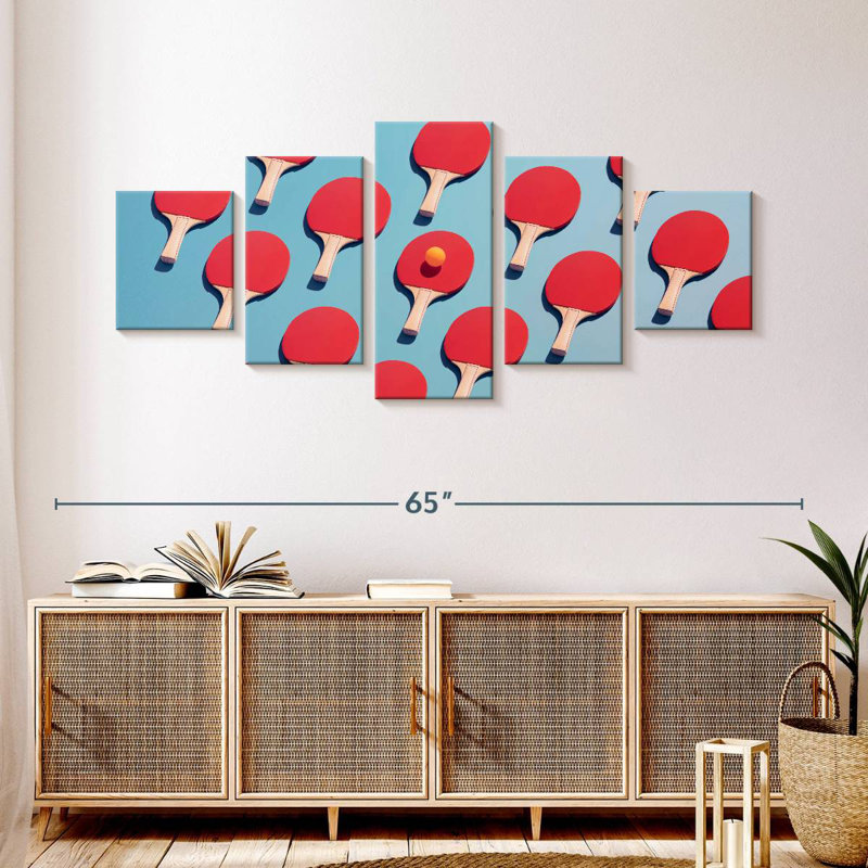 Raquettes et balle de ping-pong, H 24 po x l 55 po