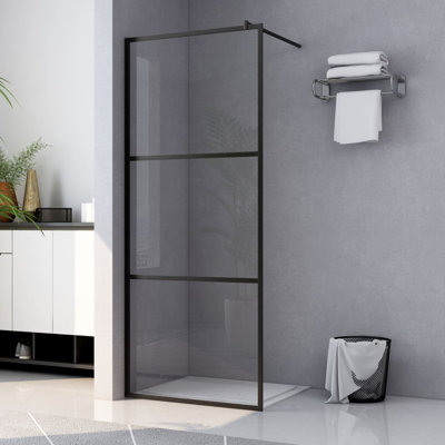 VidaXL Walk-in Shower Wall with Clear ESG Glass Black 45.3"" x 76.8 -  149151