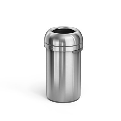Simplehuman 60L All-Steel Bullet Open Can, Brushed Heavy-Gauge Stainless Steel