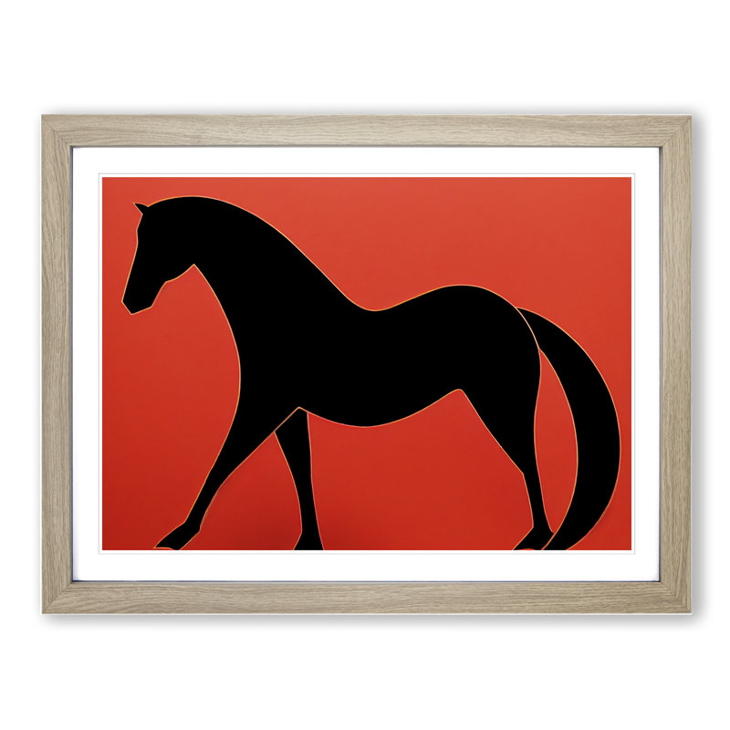 Magical Horse Abstract - Framed Print, 25cm H x 34cm W x 2cm D, Oak
