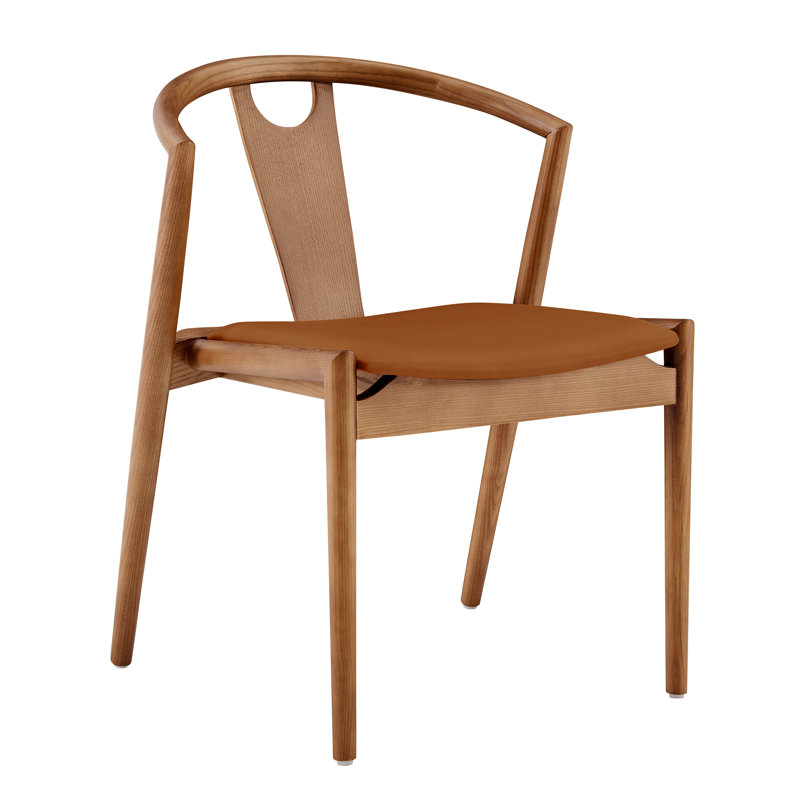 Chaise en cuir Ambra, Similicuir brun foncé / structure en noyer, 1