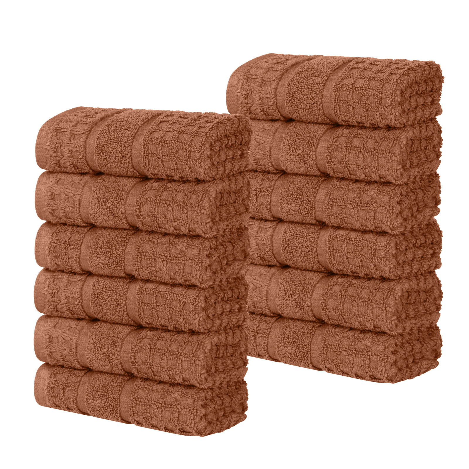 Camiren Waffle Cotton Washcloth Set, Rust