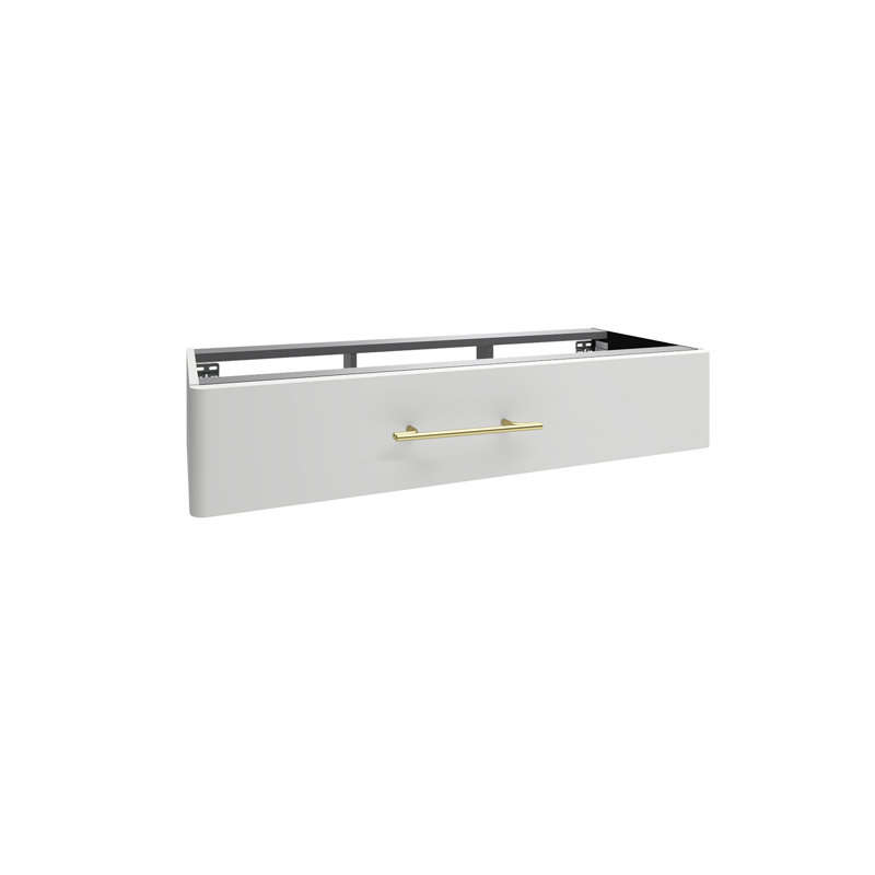 Ashauna 81cm Single Bathroom Vanity Base Only, Pearl Grey Supermatt/Gold