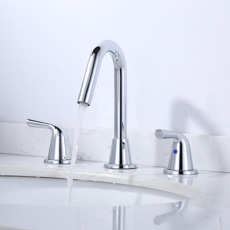 Widespread 2-handle Bathroom Faucet with Drain Assembly, Polished Chrome