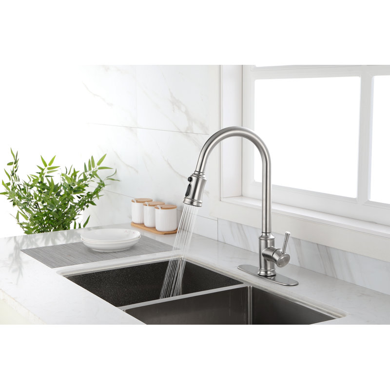 Takason Tas Pull Down Touch Kitchen Faucet, Brushed Nickel