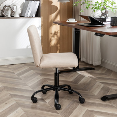Chaise de bureau en tissu beige - capacité de pivotement à 360 °, hauteur réglable, rembourrage en mousse épaisse, fabrication en métal solide, fonctionnalité 5 pour plus de facilité, hauteur réglable, tissu respirant, support, base luxueuse