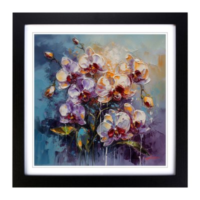 Orchid Flower Palette Knife Painting No.7 - Framed Print