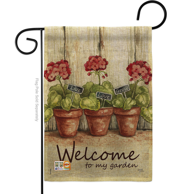 Drapeau de jardin décoratif en toile de jute 18,5 x 13 po Breanah Welcome to My Garden