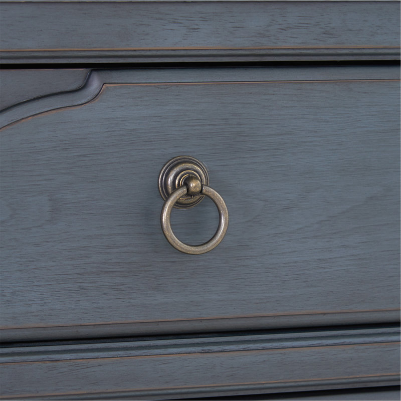 Commode 9 tiroirs, aucun assemblage requis, finition bleue en velours côtelé