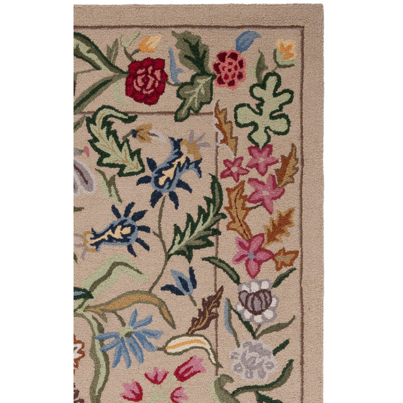 Lounes Hand Tufted Wool Floral Rug, Rectangle 8" x 10"