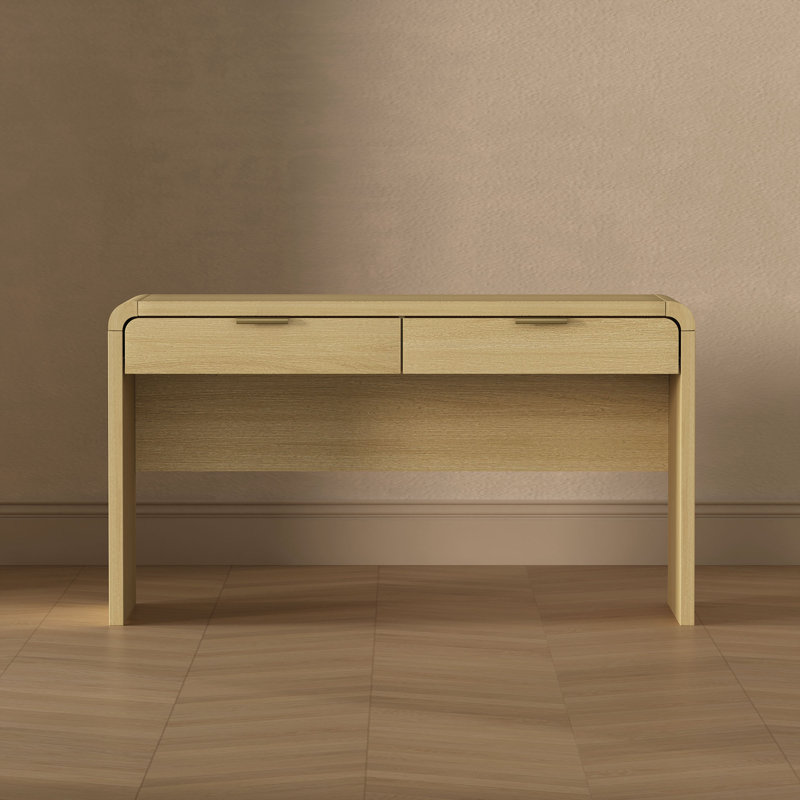 Bureau moderne 54 "avec 2 tiroirs Grace, Chêne naturel / or