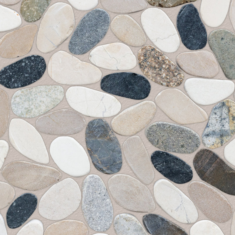 Carreau de mosaïque pour mur et plancher en pierre naturelle Hawaii 12 "x 12", Oval Bornéo