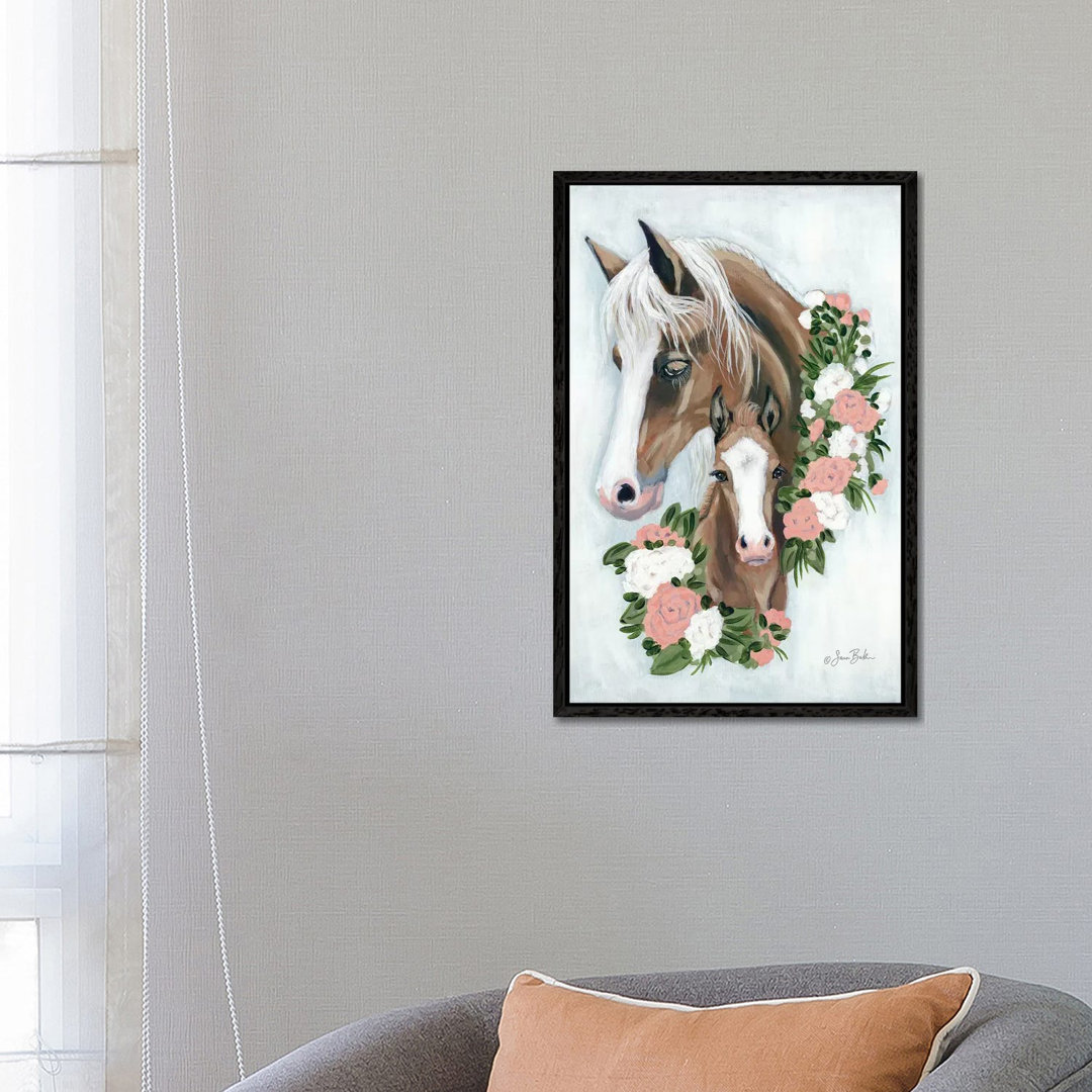 Floral Ponies von Sara Baker - Galerie-verpackte Leinwand Giclée auf Leinwand