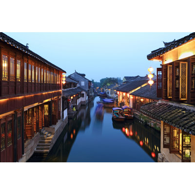 Zhouzhuang Night Scene by Cyoginan - Wrapped Canvas Print